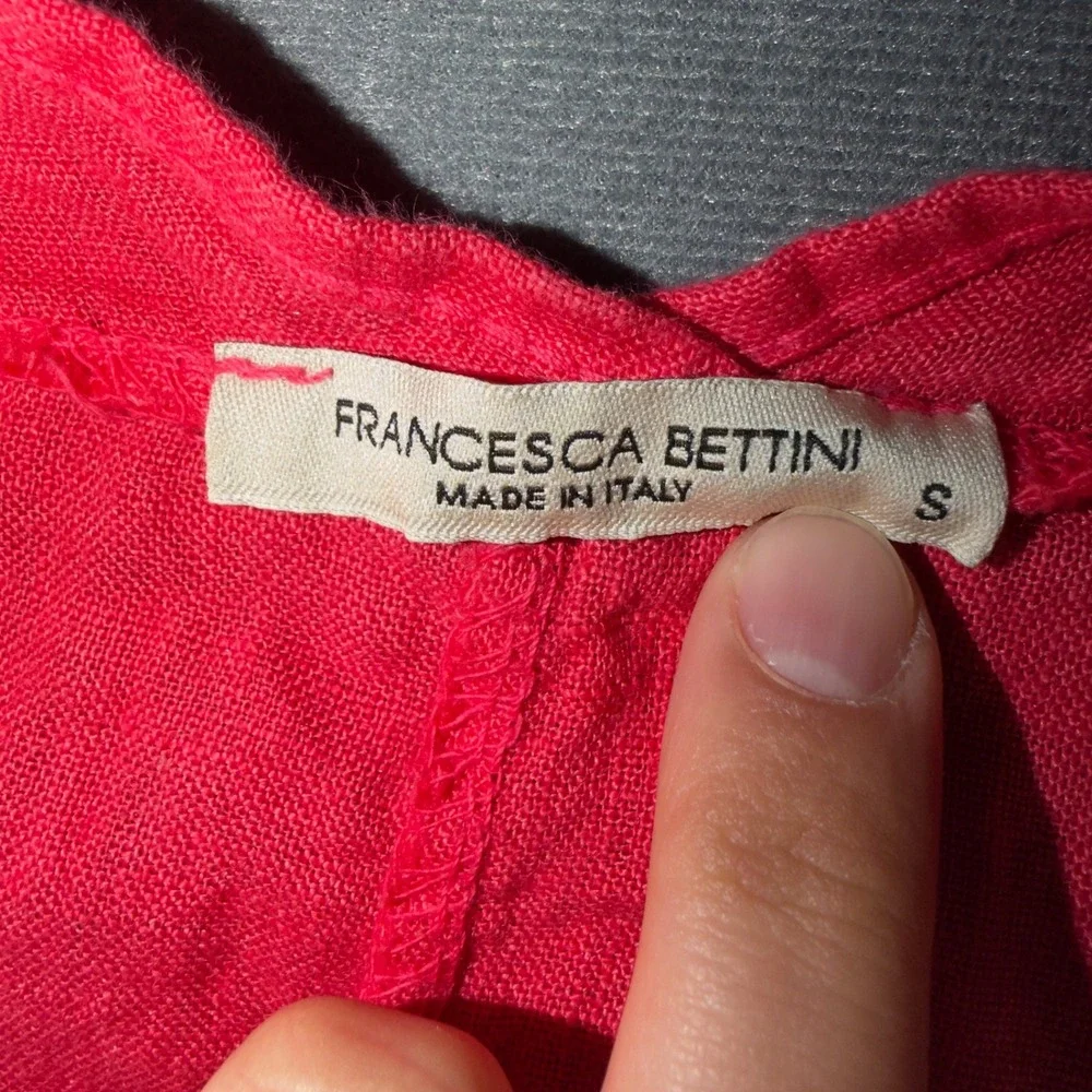 Francesca Bettini Hot Pink Linen V-Neck Maxi Dress Made in Italy 19A625 Womens S